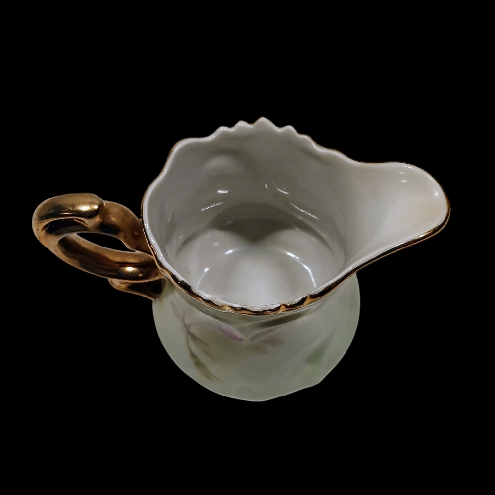Lefton China Creamer 3 1/2 Inch Heritage Green Rose 3066 VTG - Picture 4 of 16